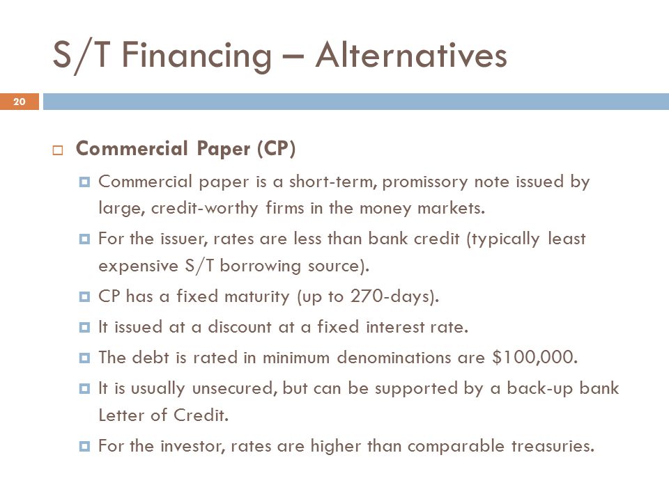 Commercial paper as a source of short-term financing